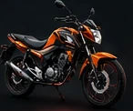 Motocicleta laranja e preta